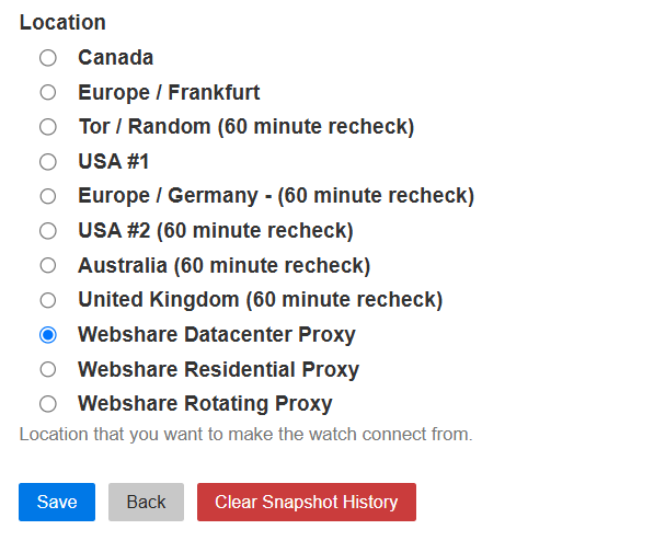 Enabling the proxy in changedetection