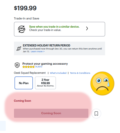 Best Buy "Coming soon" alerts status