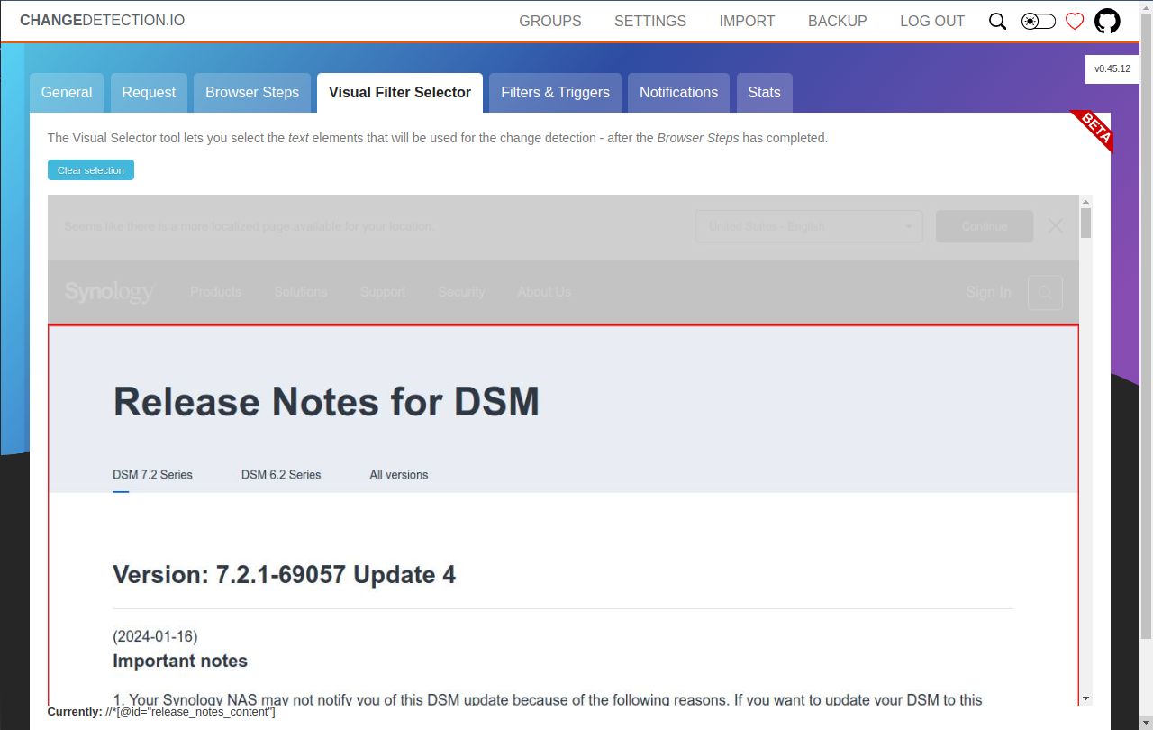 Synology NAS Visual Selector tool example