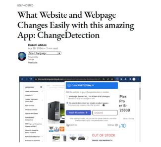 amazing web page change detection